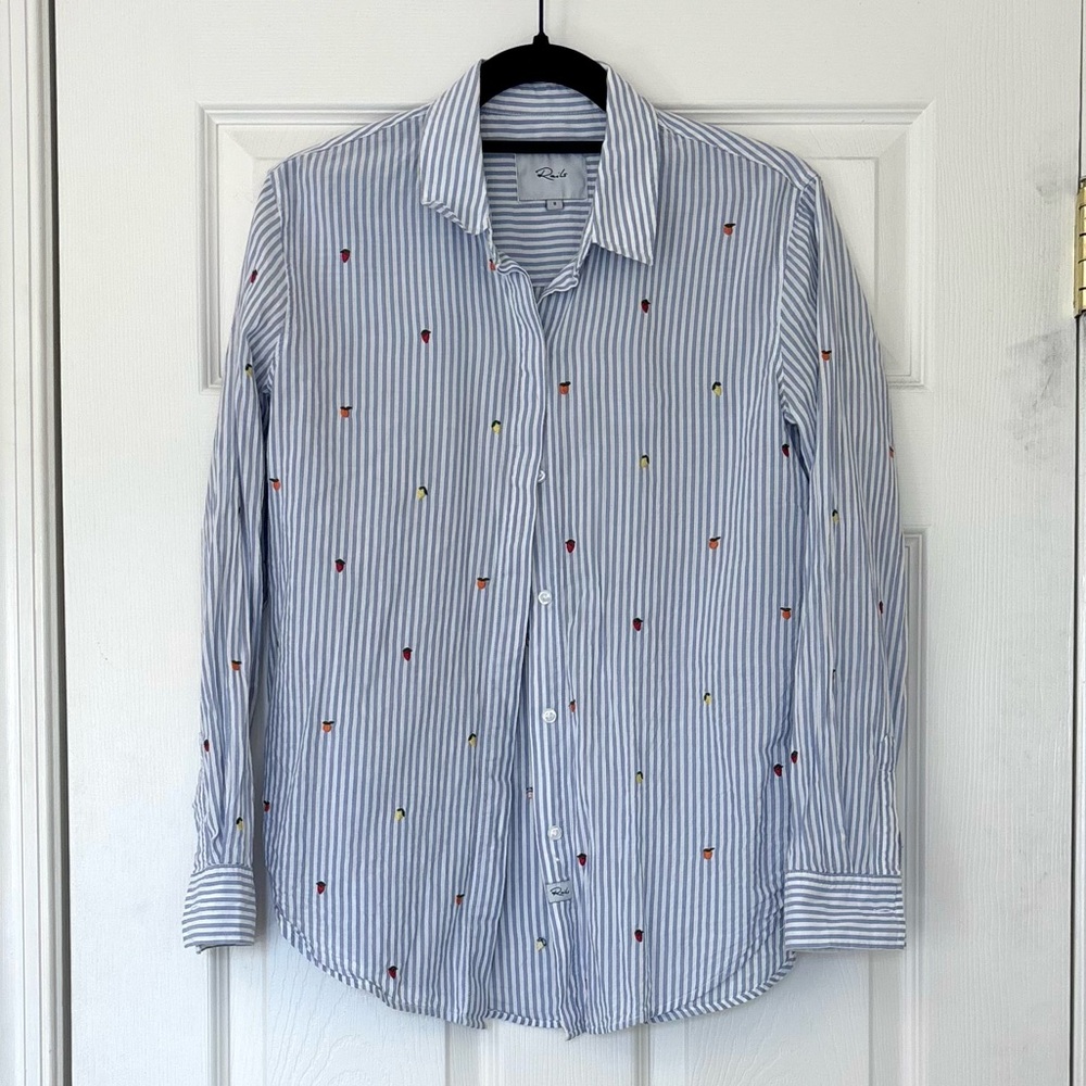 Rails Taylor Embroidered Citrus Button Up Cotton Blend Blouse